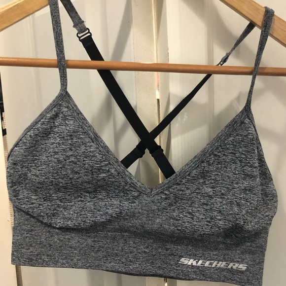 Skechers Women's Studio Seamless Cami Padded Deep V-Neck Cross-Back Lounge Bra,S - Picture 6 of 10